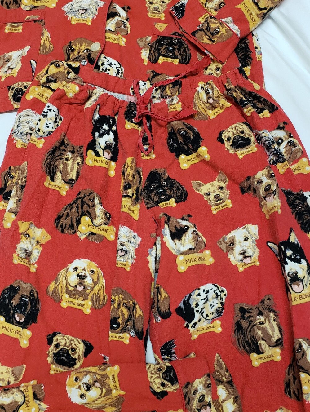 Nick&Nora Red Flannel Milk Bone Dog Novelty Pajamas Large - Picture 3 of 4